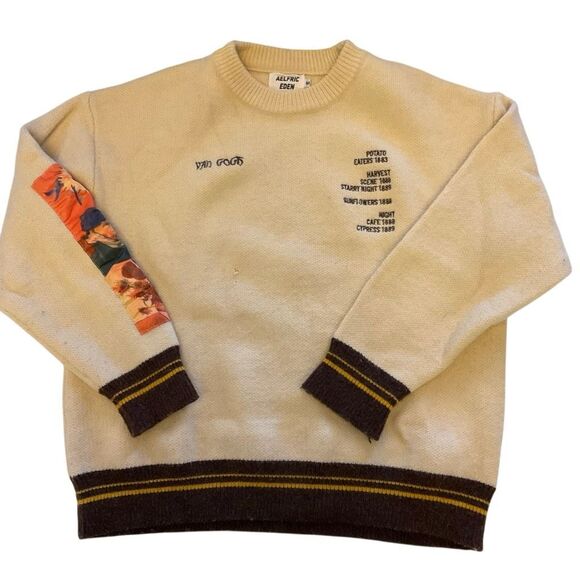 Van Gogh Pullover Sweater, M. Embroidered and Patch Art - Picture 3 of 16